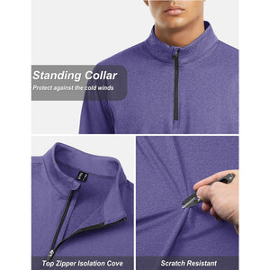 TACVASEN Navy Men's Quarter Zip Thermal Fleece Lined Pullover Sweatshirt
