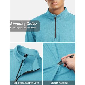 TACVASEN Navy Men's Quarter Zip Thermal Fleece Lined Pullover Sweatshirt