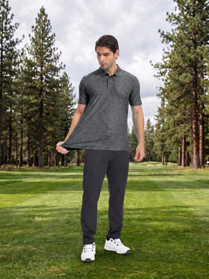 TACVASEN Dark Grey Men's Quick Dry Golf Shirt Moisture Wicking Collared Polo