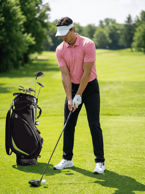 TACVASEN Pink Men's Quick Dry Golf Shirt Moisture Wicking Collared Polo