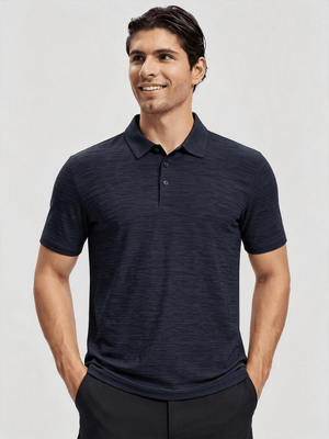 TACVASEN Black Men's Quick Dry Golf Shirt Moisture Wicking Collared Polo