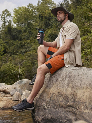 TACVASEN Orange Mens Quick-dry Outdoor Cargo Shorts