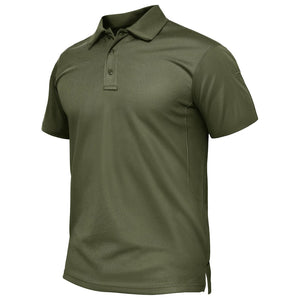 TACVASEN Army Green Quick Dry Tactical Polo Top Short Sleeve Shirt