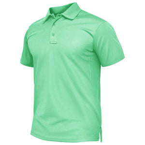 TACVASEN Mint Green Quick Dry Tactical Polo Top Short Sleeve Shirt