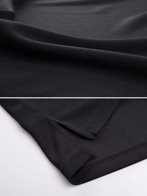 TACVASEN Black Quick Dry Tactical Polo Top Short Sleeve Shirt