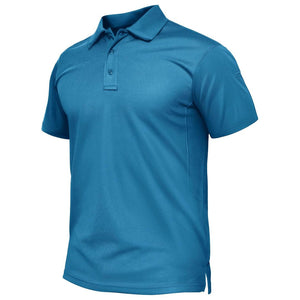 TACVASEN Blue Green Quick Dry Tactical Polo Top Short Sleeve Shirt