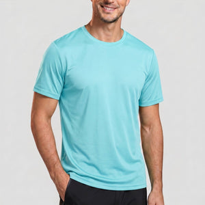 TACVASEN Lake Blue Men's Quick - Dry Sun Protection Rash Guard T-Shirts