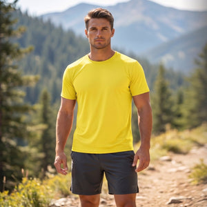 TACVASEN Yellow Men's Quick - Dry Sun Protection Rash Guard T-Shirts