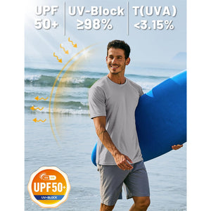TACVASEN Azure Men's Quick - Dry Sun Protection Rash Guard T-Shirts