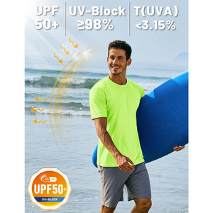 TACVASEN Azure Men's Quick - Dry Sun Protection Rash Guard T-Shirts