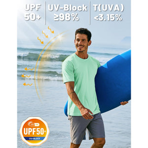 TACVASEN Azure Men's Quick - Dry Sun Protection Rash Guard T-Shirts