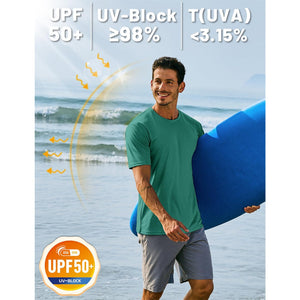 TACVASEN Azure Men's Quick - Dry Sun Protection Rash Guard T-Shirts