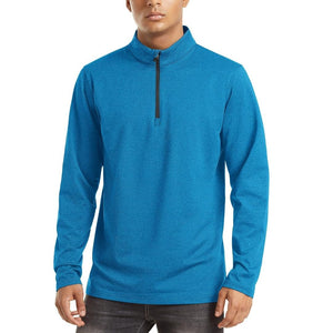TACVASEN Sea Blue Men's Quarter Zip Thermal Fleece Lined Pullover Sweatshirt