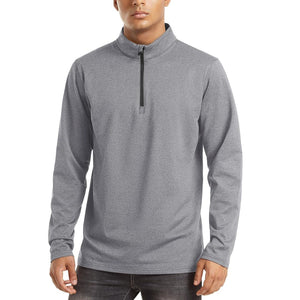 TACVASEN Light Grey Men's Quarter Zip Thermal Fleece Lined Pullover Sweatshirt