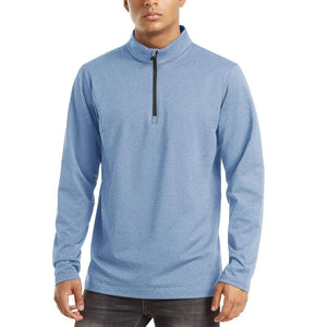 TACVASEN Light Blue Men's Quarter Zip Thermal Fleece Lined Pullover Sweatshirt