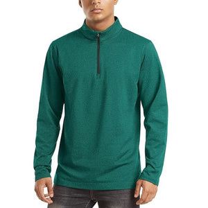 TACVASEN Dark Green Men's Quarter Zip Thermal Fleece Lined Pullover Sweatshirt