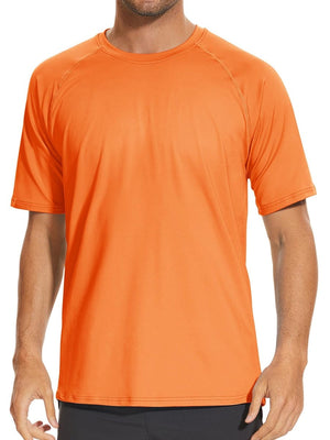 TACVASEN Fl Orange Men's Short Sleeve UPF 50+ Sun Protection Shirts
