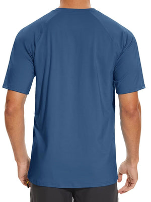 TACVASEN Blue Grey Men's Short Sleeve UPF 50+ Sun Protection Shirts