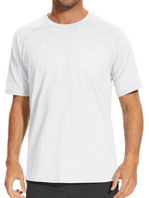 TACVASEN White Men's Short Sleeve UPF 50+ Sun Protection Shirts