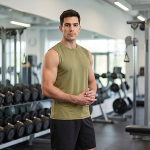 TACVASEN Cyan Men's Sleeveless Shirt Quick Dry UPF 50+ Gym Tank Top