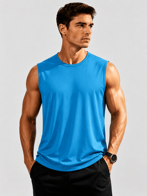 TACVASEN Blue Green Men's Sleeveless Shirt Quick Dry UPF 50+ Gym Tank Top