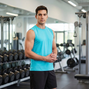 TACVASEN Light Lake Blue Men's Sleeveless Shirt Quick Dry UPF 50+ Gym Tank Top