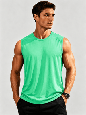 TACVASEN Mint Green Men's Sleeveless Shirt Quick Dry UPF 50+ Gym Tank Top