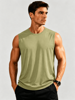 TACVASEN Cyan Men's Sleeveless Shirt Quick Dry UPF 50+ Gym Tank Top