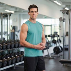 TACVASEN Grey Green Men's Sleeveless Shirt Quick Dry UPF 50+ Gym Tank Top