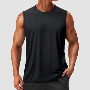 TACVASEN Black Men's Sleeveless Shirt Quick Dry UPF 50+ Gym Tank Top