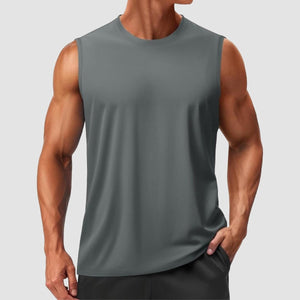 TACVASEN Dark Grey Men's Sleeveless Shirt Quick Dry UPF 50+ Gym Tank Top