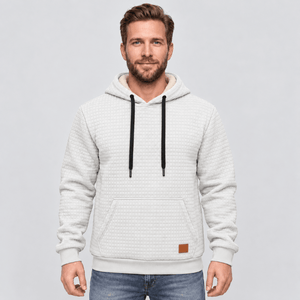 TACVASEN White Men's Small Square Texture Hooded Pullover Shirt
