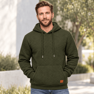 TACVASEN Army Green Men's Small Square Texture Hooded Pullover Shirt