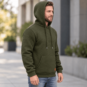 TACVASEN Army Green Men's Small Square Texture Hooded Pullover Shirt