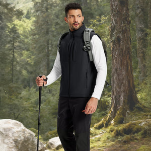 TACVASEN Black Softshell Vest Windproof Waterproof Lightweight Jacket