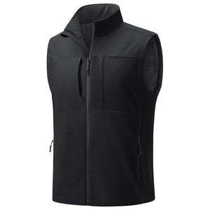 TACVASEN Black Softshell Vest Windproof Waterproof Lightweight Jacket