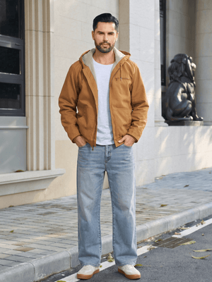 TACVASEN Light Blue Men's Straight Fit Jeans With Secure Storage