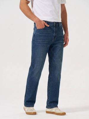 TACVASEN Vintage Blue Men's Straight Fit Jeans With Secure Storage