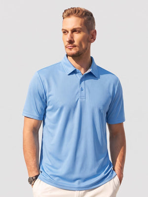 TACVASEN Sky Blue Men's Summer Golf Polo Breathable Functional Shirt