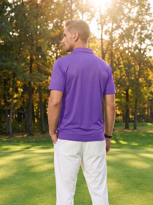 TACVASEN Light Purple Men's Summer Golf Polo Breathable Functional Shirt