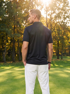 TACVASEN Black Men's Summer Golf Polo Breathable Functional Shirt