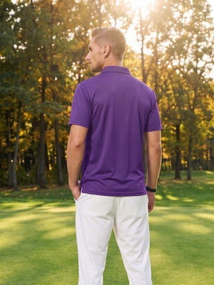 TACVASEN Purple Men's Summer Golf Polo Breathable Functional Shirt