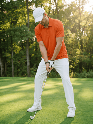 TACVASEN Orange Men's Summer Golf Polo Breathable Functional Shirt