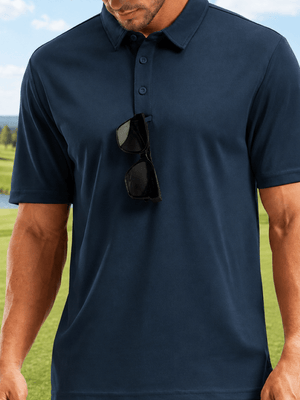 TACVASEN Navy Men's Summer Golf Polo Breathable Functional Shirt