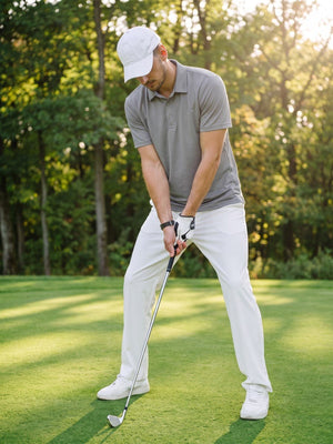 TACVASEN Light Grey Men's Summer Golf Polo Breathable Functional Shirt