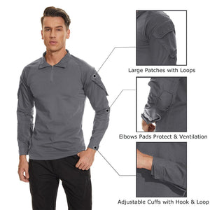 TACVASEN Navy Men's Tactical Military Long Sleeves Shirt