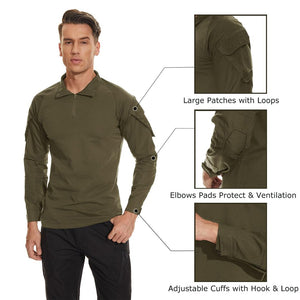 TACVASEN Navy Men's Tactical Military Long Sleeves Shirt