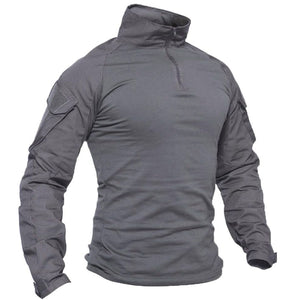 TACVASEN Light Grey Men's Tactical Military Long Sleeves Shirt