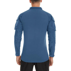 TACVASEN Blue Grey Men's Tactical Military Long Sleeves Shirt
