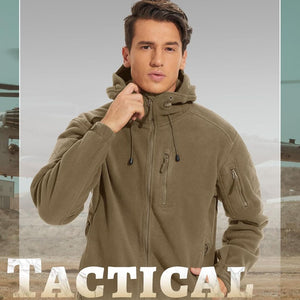 TACVASEN Sand Men's Tactical Fleece Jacket Hoodie Winter Down Jackets